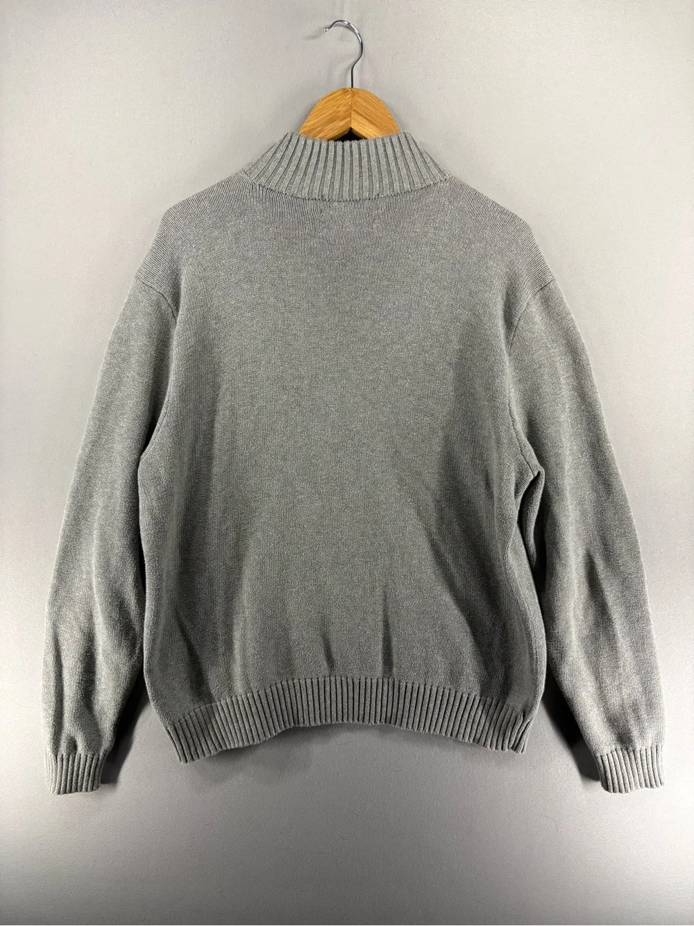 Polo Ralph Lauren Men Sweater Gray Quarter Zip Size XL Pony Retro